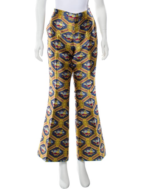 Gucci 2018 Jacquard Flared Pants w/ Tags Yellow