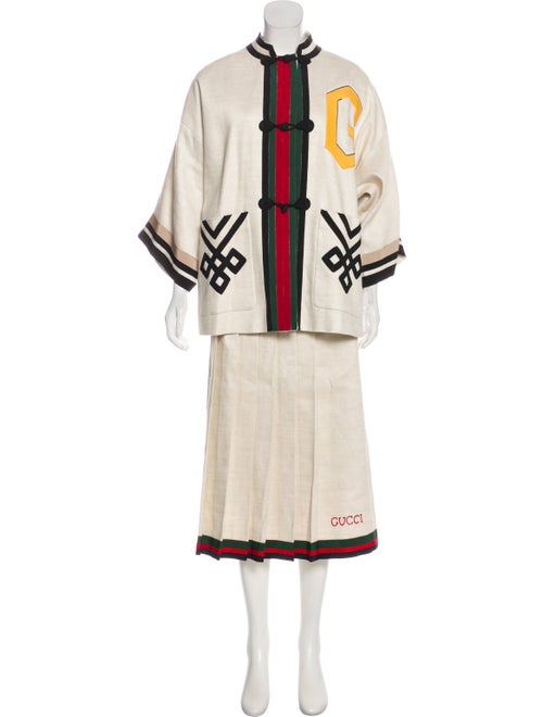 Gucci 2017 Linen Skirt Set Tan