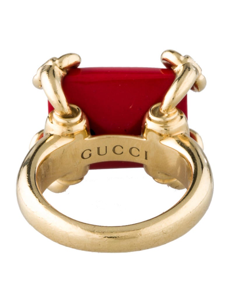 Gucci Horsebit Coral Ring Rings GUC41173 The RealReal