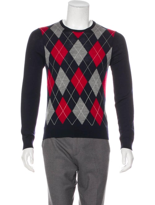 Gucci Argyle Wool Sweater navy