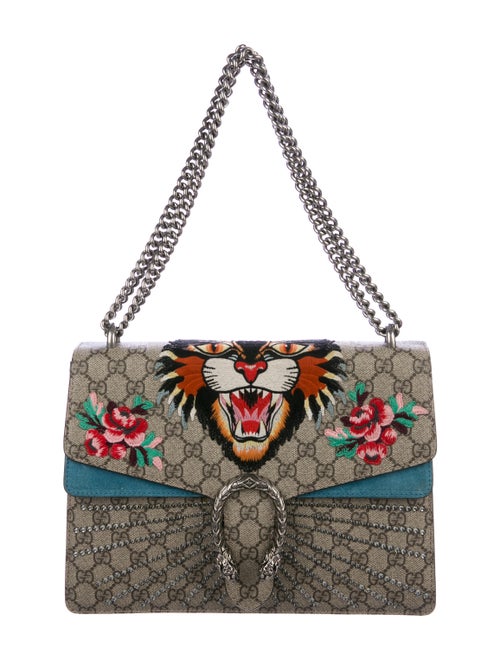 Gucci Medium Angry Cat Crystal Dionysus Bag Beige