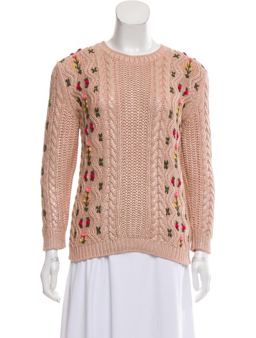 Gucci Embroidered Knit Sweater Pink