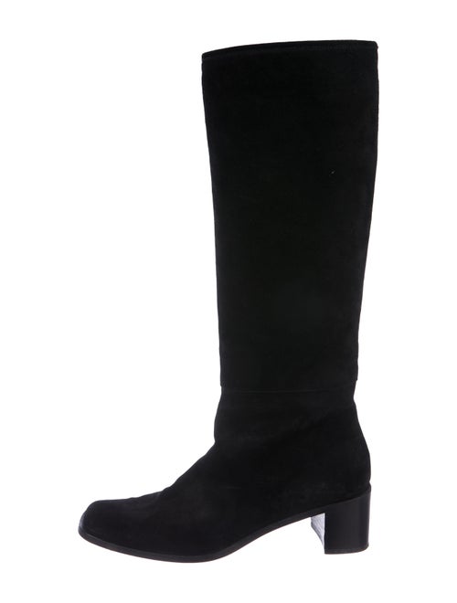 Gucci Suede Square-Toe Boots Black