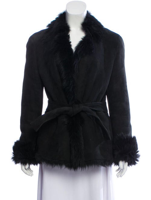 Gucci Shearling-Trimmed Suede Jacket Black