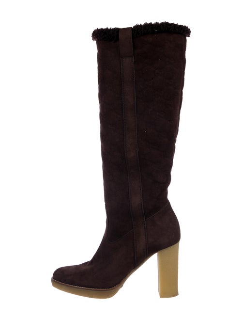 Gucci Suede Knee-High Boots Brown
