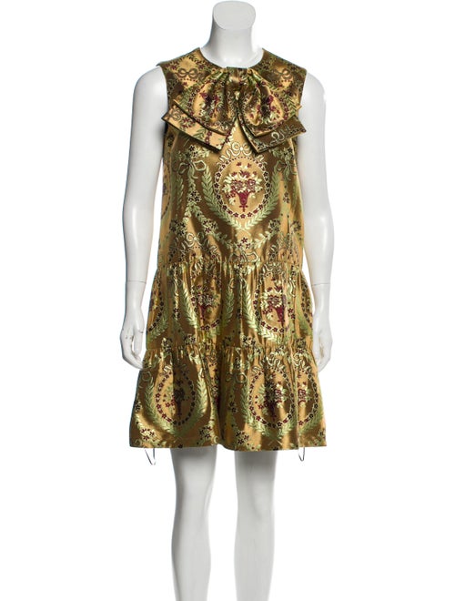 Gucci Floral Jacquard Dress Gold