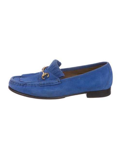 Gucci Horsebit Suede Loafers gold