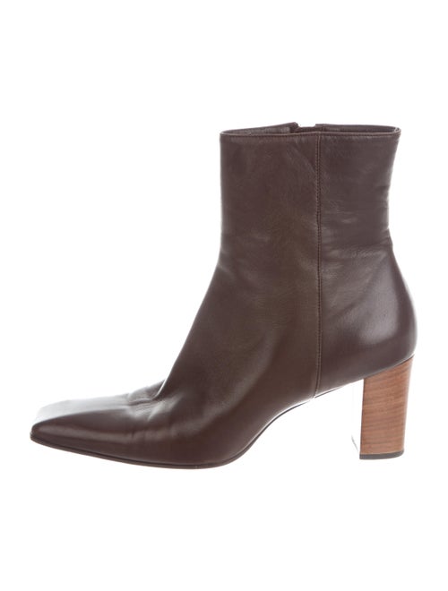 Gucci Leather Square-Toe Ankle Boots Brown