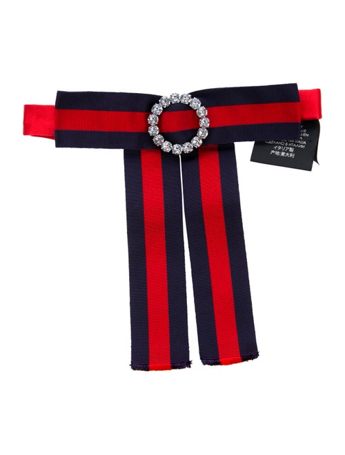Gucci Jewel-Embellished Web Bow Tie blue