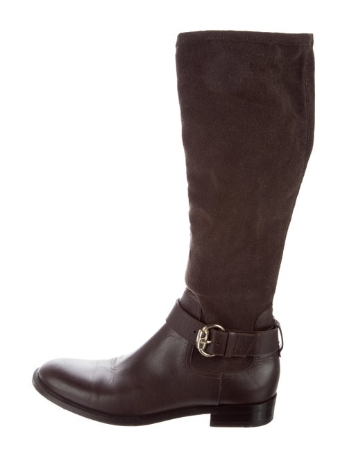 Gucci Knee-High Boots Suede Riding Boots Brown