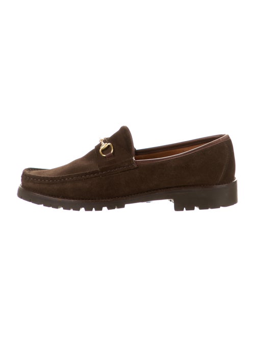 Gucci Horsebit Suede Loafers gold