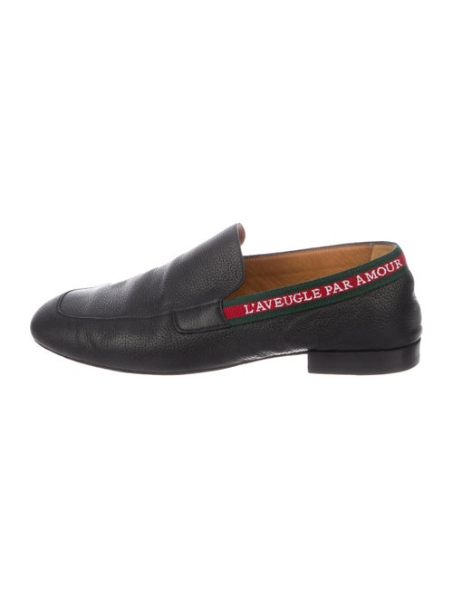 Gucci Web Leather Loafers black