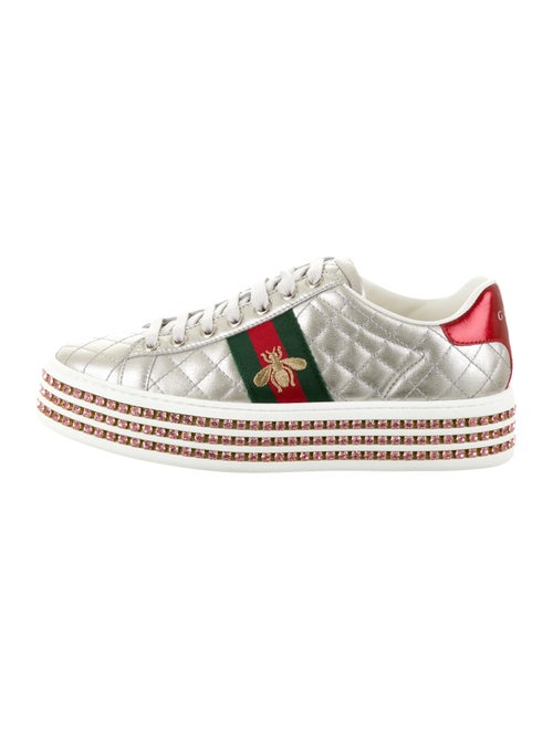 Gucci 2019 Ace Crystal Platform Sneakers Leather S