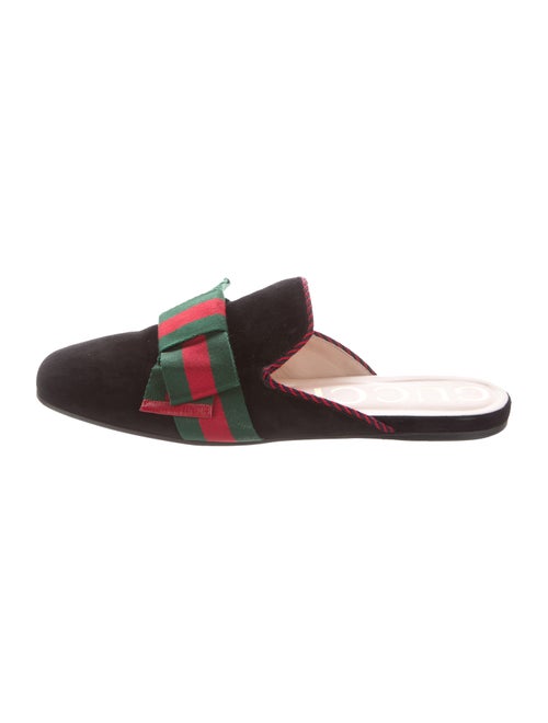Gucci Web Suede Mules Gucci Web Accent Mules Black