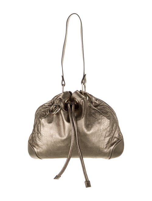 Gucci Leather Drawstring Shoulder Bag Metallic