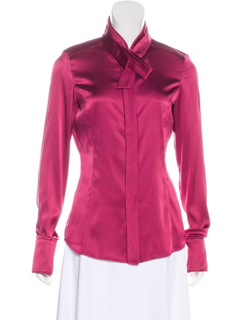 Gucci Silk Long Sleeve Button-Up Top Purple
