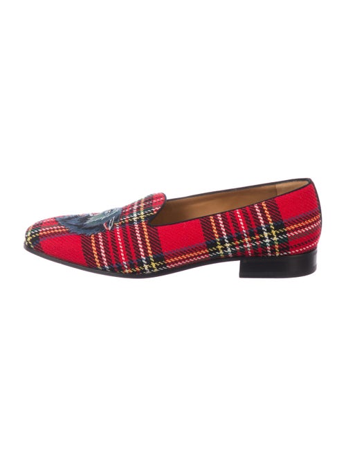 Gucci Wolf Tartan Loafers red