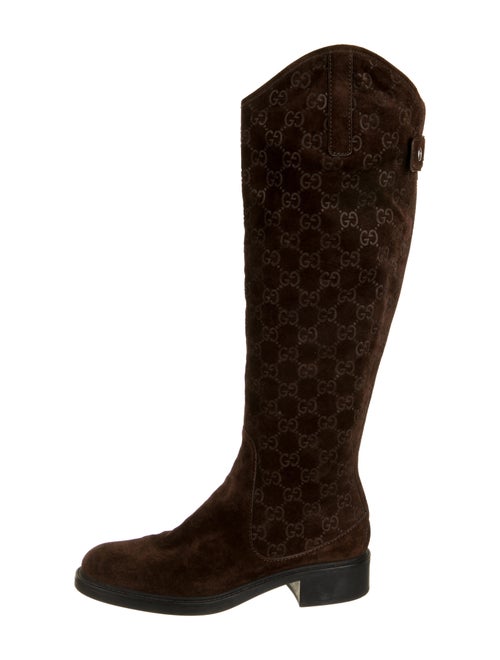 Gucci GG Suede Knee-High Boots Brown