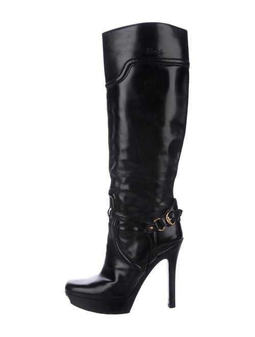 Gucci Leather Knee-High Boots Black