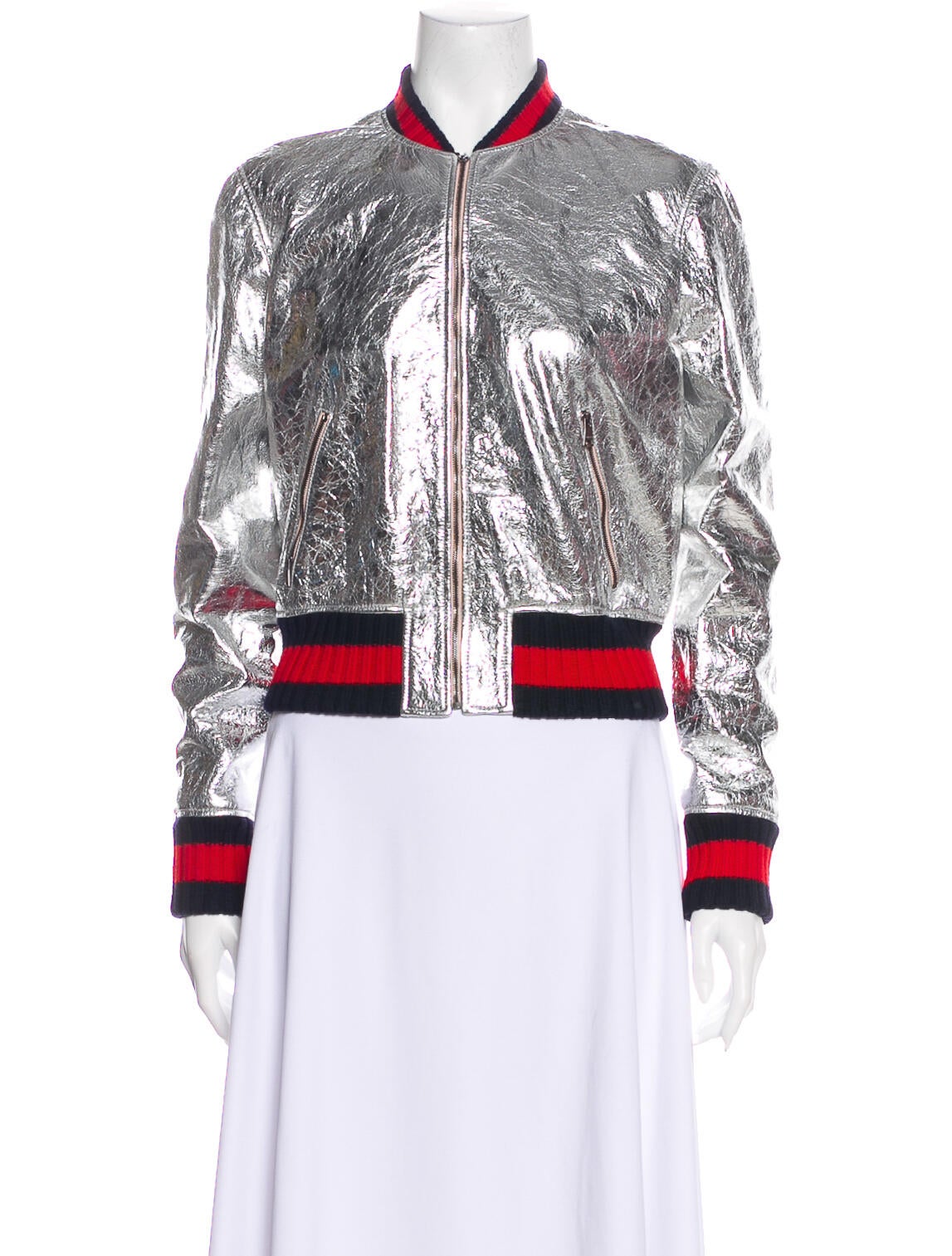 gucci silver bomber jacket
