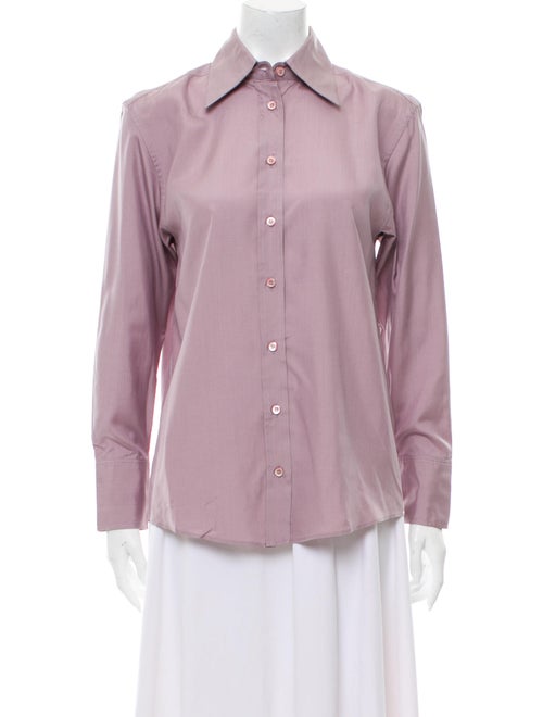 Gucci Silk Long Sleeve Button-Up Top Purple