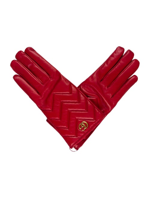 Gucci 2018 Marmont Leather Gloves Red