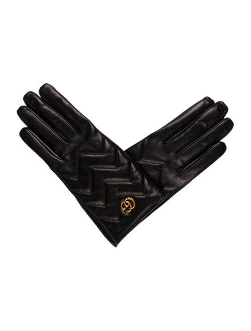Gucci 2018 Marmont Leather Gloves Black
