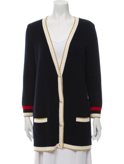 Gucci Embroidered Oversize Cardigan Navy