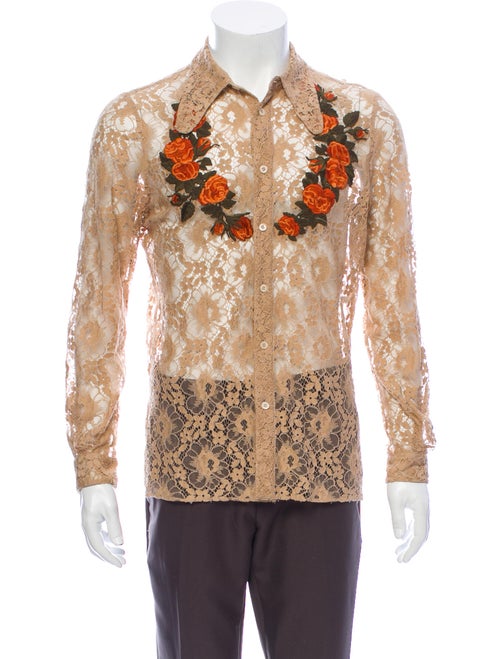 Gucci 2016 Lace Pattern Dress Shirt