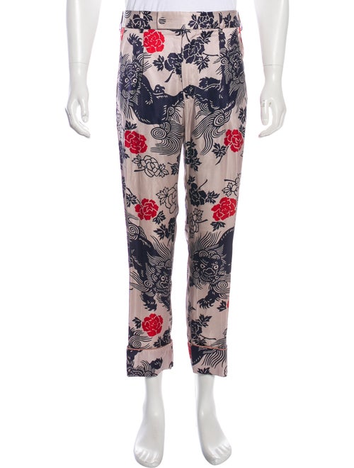 Gucci Satin Dragon Print Pants pink