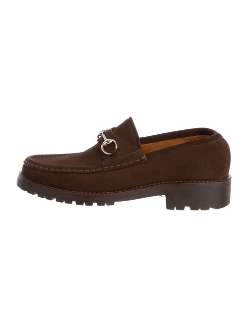Gucci Horsebit Accent Suede Loafers Brown