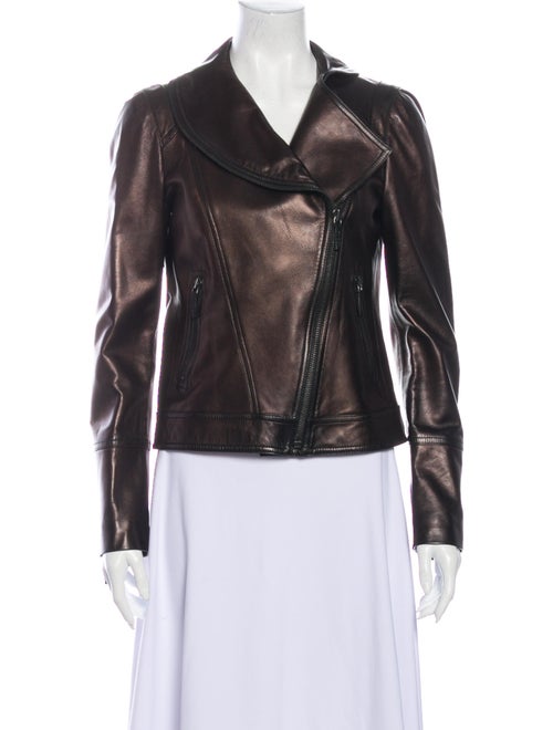 Gucci Leather Biker Jacket Brown
