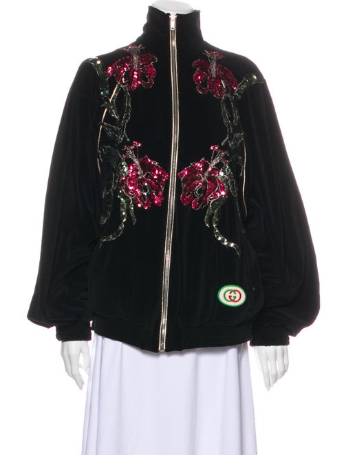 Gucci 2019 Chenille Bomber Jacket Black