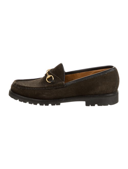 Gucci Horsebit Accent Suede Loafers Brown