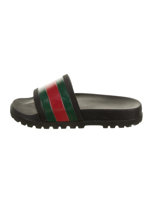 Gucci Gucci Web Accent Striped Slides Black