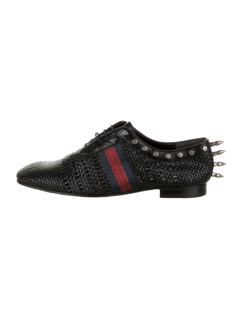Gucci Gucci Web Accent Leather Oxfords Black