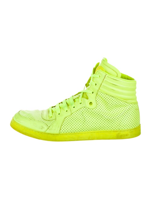 Gucci Leather High-Top Sneakers chartreuse