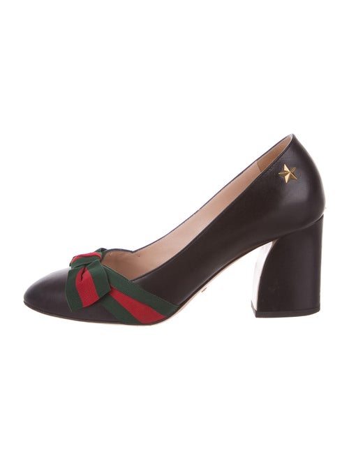 Gucci Gucci Web Accent Leather Pumps Black