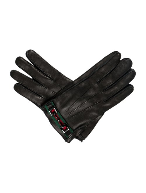 Gucci Leather Web Gloves Black