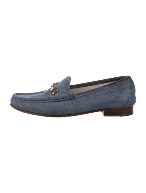 Gucci Horsebit Accent Suede Loafers Blue