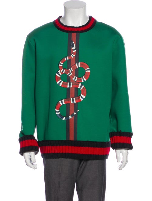 Gucci Kingsnake Graphic Print Pullover Green