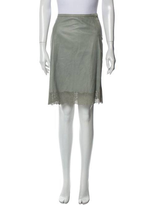 Gucci Leather Knee-Length Skirt Green