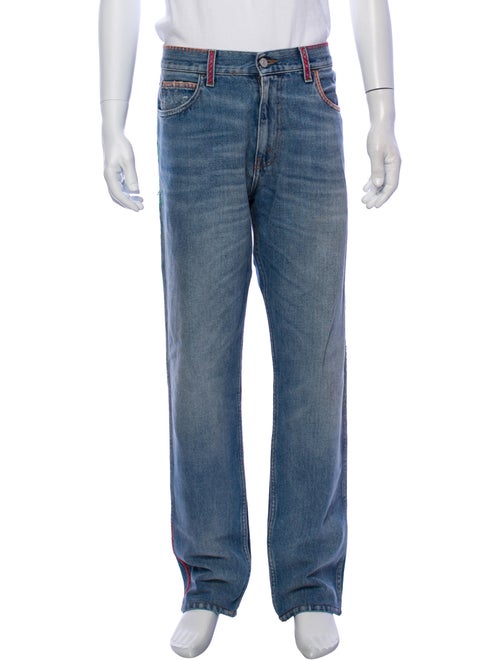 Gucci Embroidered Skinny Jeans blue