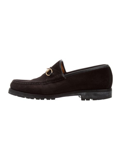 Gucci Horsebit Accent Suede Loafers Black