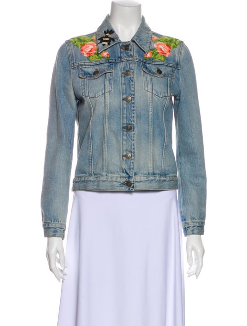Gucci Floral Print Denim Jacket Denim