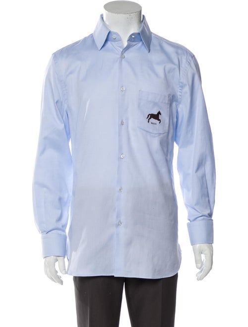 Gucci 2018 Horse Fil Coupé Dress Shirt Blue