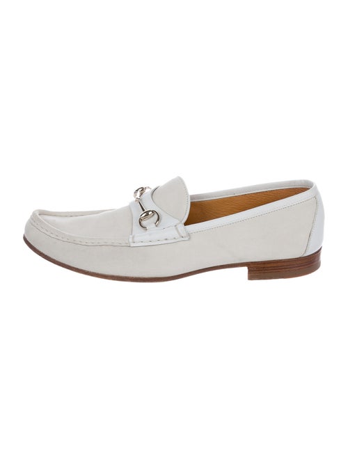Gucci Horsebit Suede Loafers white