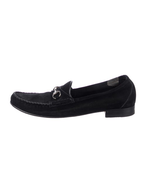 Gucci Horsebit Accent Suede Loafers Black