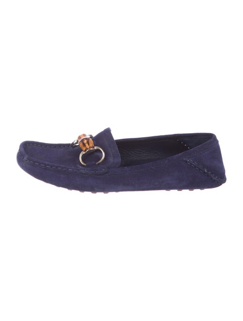 Gucci Bamboo Suede Loafers Blue