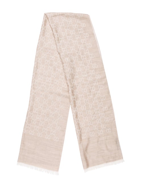 Gucci GG Wool-Silk Scarf Beige